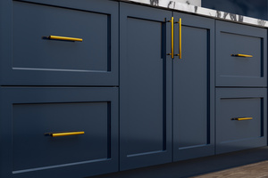 Painted Kitchen Cabinet in dark blue
